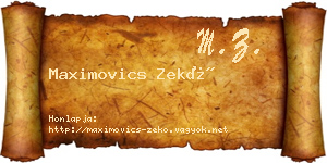 Maximovics Zekő névjegykártya